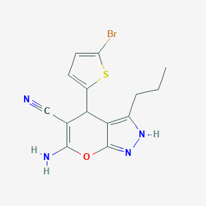 6-Amino-4-(5-bromo-2-thienyl)-3-propyl-1,4-dihydropyrano[2,3-c]pyrazole-5-carbonitrile