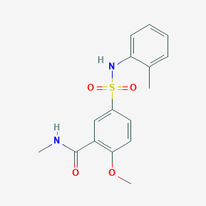 molecular formula C16H18N2O4S B4591643 2-methoxy-N-methyl-5-{[(2-methylphenyl)amino]sulfonyl}benzamide 