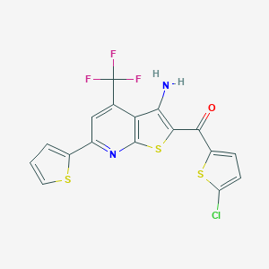 molecular formula C17H8ClF3N2OS3 B459165 [3-Amino-6-(2-thienyl)-4-(trifluoromethyl)thieno[2,3-b]pyridin-2-yl](5-chloro-2-thienyl)methanone CAS No. 309927-21-7