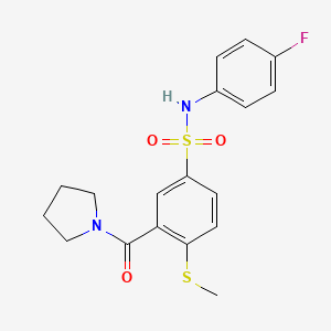 N-(4-fluorophenyl)-4-(methylthio)-3-(1-pyrrolidinylcarbonyl)benzenesulfonamide