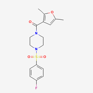 molecular formula C17H19FN2O4S B4591679 (2,5-DIMETHYL-3-FURYL){4-[(4-FLUOROPHENYL)SULFONYL]PIPERAZINO}METHANONE 