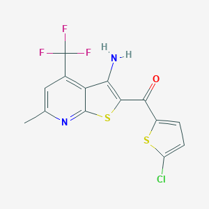 molecular formula C14H8ClF3N2OS2 B459168 [3-Amino-6-methyl-4-(trifluoromethyl)thieno[2,3-b]pyridin-2-yl](5-chloro-2-thienyl)methanone CAS No. 309927-19-3
