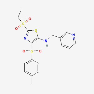 molecular formula C18H19N3O4S3 B4591755 2-(ETHANESULFONYL)-4-(4-METHYLBENZENESULFONYL)-N-[(PYRIDIN-3-YL)METHYL]-1,3-THIAZOL-5-AMINE 