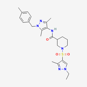 molecular formula C25H34N6O3S B4591762 N~3~-[3,5-DIMETHYL-1-(4-METHYLBENZYL)-1H-PYRAZOL-4-YL]-1-[(1-ETHYL-3-METHYL-1H-PYRAZOL-4-YL)SULFONYL]-3-PIPERIDINECARBOXAMIDE 