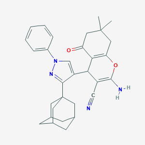 4-[3-(1-adamantyl)-1-phenylpyrazol-4-yl]-2-amino-7,7-dimethyl-5-oxo-6,8-dihydro-4H-chromene-3-carbonitrile