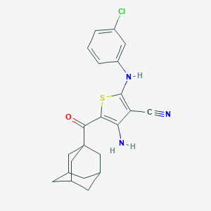 molecular formula C22H22ClN3OS B459179 5-(1-Adamantylcarbonyl)-4-amino-2-(3-chloroanilino)-3-thiophenecarbonitrile CAS No. 340809-19-0