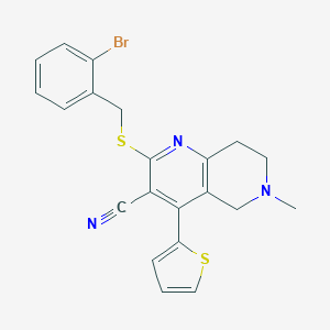 2-[(2-bromophenyl)methylsulfanyl]-6-methyl-4-thiophen-2-yl-7,8-dihydro-5H-1,6-naphthyridine-3-carbonitrile