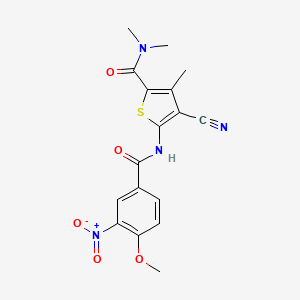 molecular formula C17H16N4O5S B4591851 4-CYANO-5-(4-METHOXY-3-NITROBENZAMIDO)-NN3-TRIMETHYLTHIOPHENE-2-CARBOXAMIDE 