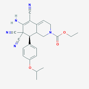 ethyl 6-amino-5,7,7-tricyano-8-(4-isopropoxyphenyl)-3,7,8,8a-tetrahydro-2(1H)-isoquinolinecarboxylate