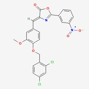 molecular formula C24H16Cl2N2O6 B4591894 4-{4-[(2,4-二氯苄基)氧]-3-甲氧基苄叉亚甲基}-2-(3-硝基苯基)-1,3-恶唑-5(4H)-酮 