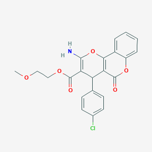 2-methoxyethyl 2-amino-4-(4-chlorophenyl)-5-oxo-4H,5H-pyrano[3,2-c]chromene-3-carboxylate
