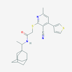 molecular formula C25H29N3OS2 B459191 N-[1-(1-adamantyl)ethyl]-2-{[3-cyano-6-methyl-4-(3-thienyl)-2-pyridinyl]sulfanyl}acetamide 