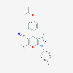 molecular formula C24H24N4O2 B459192 6-amino-3-methyl-1-(4-methylphenyl)-4-(4-propan-2-yloxyphenyl)-4H-pyrano[2,3-c]pyrazole-5-carbonitrile CAS No. 445265-57-6