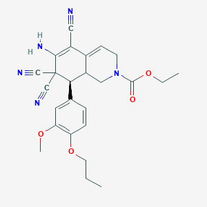molecular formula C25H27N5O4 B459198 ethyl (8S)-6-amino-5,7,7-tricyano-8-(3-methoxy-4-propoxyphenyl)-1,3,8,8a-tetrahydroisoquinoline-2-carboxylate CAS No. 494791-97-8