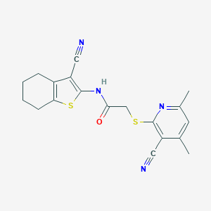 2-[(3-cyano-4,6-dimethyl-2-pyridinyl)sulfanyl]-N-(3-cyano-4,5,6,7-tetrahydro-1-benzothien-2-yl)acetamide
