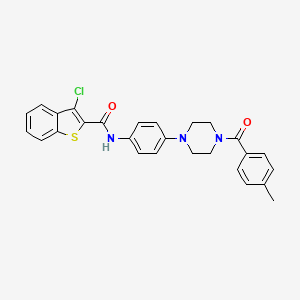 molecular formula C27H24ClN3O2S B4592027 3-chloro-N-(4-{4-[(4-methylphenyl)carbonyl]piperazin-1-yl}phenyl)-1-benzothiophene-2-carboxamide 