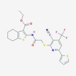 Ethyl 2-[({[3-cyano-6-(2-thienyl)-4-(trifluoromethyl)-2-pyridinyl]sulfanyl}acetyl)amino]-4,5,6,7-tetrahydro-1-benzothiophene-3-carboxylate