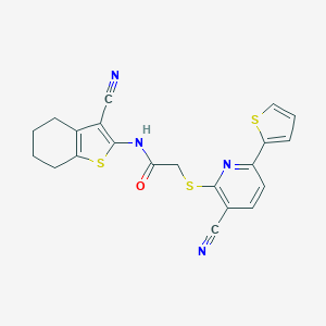 N-(3-cyano-4,5,6,7-tetrahydro-1-benzothiophen-2-yl)-2-(3-cyano-6-thiophen-2-ylpyridin-2-yl)sulfanylacetamide