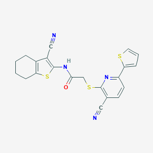 molecular formula C21H16N4OS3 B459204 N-(3-氰基-4,5,6,7-四氢-1-苯并噻吩-2-基)-2-(3-氰基-6-噻吩-2-基吡啶-2-基)硫代乙酰胺 CAS No. 445265-66-7