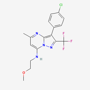 molecular formula C17H16ClF3N4O B4592062 3-(4-chlorophenyl)-N-(2-methoxyethyl)-5-methyl-2-(trifluoromethyl)pyrazolo[1,5-a]pyrimidin-7-amine 