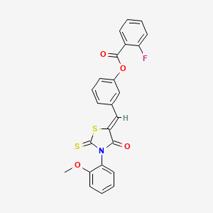 molecular formula C24H16FNO4S2 B4592085 2-氟苯甲酸3-{[3-(2-甲氧基苯基)-4-氧代-2-硫代-1,3-噻唑烷-5-亚甲基]甲基}苯酯 