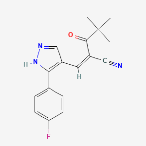 molecular formula C17H16FN3O B4592099 2-(2,2-二甲基丙酰)-3-[3-(4-氟苯基)-1H-吡唑-4-基]丙烯腈 