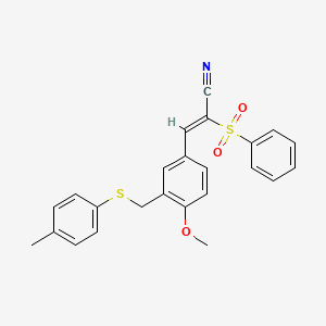 molecular formula C24H21NO3S2 B4592125 3-(4-甲氧基-3-{[(4-甲基苯基)硫代]甲基}苯基)-2-(苯磺酰基)丙烯腈 