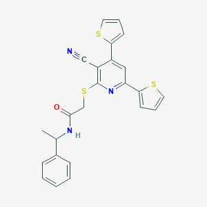 2-{[3-cyano-4,6-di(2-thienyl)-2-pyridinyl]sulfanyl}-N-(1-phenylethyl)acetamide