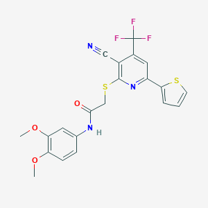 2-{[3-cyano-6-(2-thienyl)-4-(trifluoromethyl)-2-pyridinyl]sulfanyl}-N-(3,4-dimethoxyphenyl)acetamide