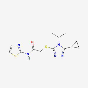 molecular formula C13H17N5OS2 B4592140 2-{[5-cyclopropyl-4-(propan-2-yl)-4H-1,2,4-triazol-3-yl]sulfanyl}-N-(1,3-thiazol-2-yl)acetamide CAS No. 883545-99-1