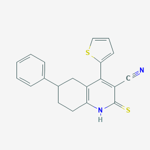 molecular formula C20H16N2S2 B459216 6-phenyl-2-sulfanyl-4-(thiophen-2-yl)-5,6,7,8-tetrahydroquinoline-3-carbonitrile CAS No. 445265-75-8