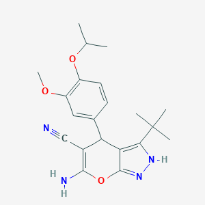 6-Amino-3-tert-butyl-4-(3-methoxy-4-propan-2-yloxyphenyl)-2,4-dihydropyrano[2,3-c]pyrazole-5-carbonitrile