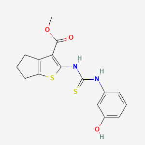 molecular formula C16H16N2O3S2 B4592199 methyl 2-({[(3-hydroxyphenyl)amino]carbonothioyl}amino)-5,6-dihydro-4H-cyclopenta[b]thiophene-3-carboxylate 