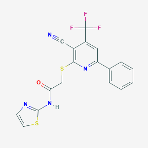 2-[3-cyano-6-phenyl-4-(trifluoromethyl)pyridin-2-yl]sulfanyl-N-(1,3-thiazol-2-yl)acetamide