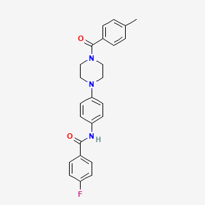 molecular formula C25H24FN3O2 B4592248 4-fluoro-N-(4-{4-[(4-methylphenyl)carbonyl]piperazin-1-yl}phenyl)benzamide 