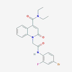 molecular formula C22H21BrFN3O3 B4592259 1-{[(4-BROMO-2-FLUOROPHENYL)CARBAMOYL]METHYL}-N,N-DIETHYL-2-OXO-1,2-DIHYDROQUINOLINE-4-CARBOXAMIDE 