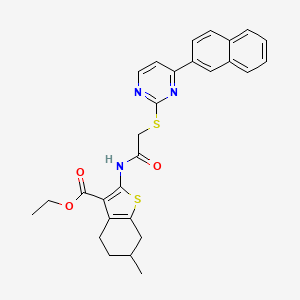 ETHYL 6-METHYL-2-[(2-{[4-(2-NAPHTHYL)-2-PYRIMIDINYL]SULFANYL}ACETYL)AMINO]-4,5,6,7-TETRAHYDRO-1-BENZOTHIOPHENE-3-CARBOXYLATE