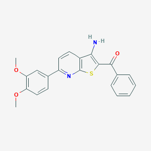 molecular formula C22H18N2O3S B459231 [3-Amino-6-(3,4-dimethoxyphenyl)thieno[2,3-b]pyridin-2-yl](phenyl)methanone CAS No. 500277-16-7