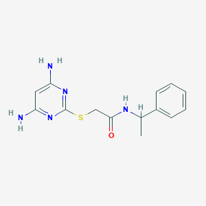 2-[(4,6-diaminopyrimidin-2-yl)sulfanyl]-N-(1-phenylethyl)acetamide