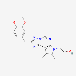 molecular formula C20H23N5O3 B4592344 2-[2-(3,4-DIMETHOXYBENZYL)-8,9-DIMETHYL-7H-PYRROLO[3,2-E][1,2,4]TRIAZOLO[1,5-C]PYRIMIDIN-7-YL]-1-ETHANOL 