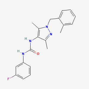 molecular formula C20H21FN4O B4592351 N-[3,5-二甲基-1-(2-甲基苄基)-1H-吡唑-4-基]-N'-(3-氟苯基)脲 