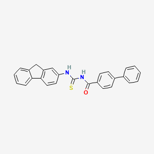 molecular formula C27H20N2OS B4592359 N-[(9H-芴-2-ylamino)碳硫酰基]-4-联苯甲酰胺 