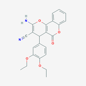 molecular formula C23H20N2O5 B459237 2-amino-4-(3,4-diethoxyphenyl)-5-oxo-4H,5H-pyrano[3,2-c]chromene-3-carbonitrile CAS No. 309927-14-8