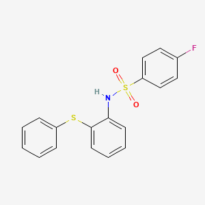 molecular formula C18H14FNO2S2 B4592403 4-fluoro-N-[2-(phenylthio)phenyl]benzenesulfonamide 