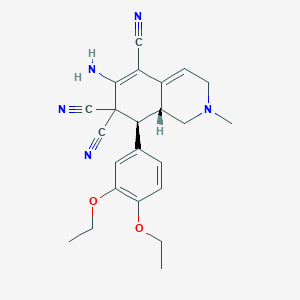 molecular formula C23H25N5O2 B459241 6-amino-8-(3,4-diethoxyphenyl)-2-methyl-2,3,8,8a-tetrahydro-5,7,7(1H)-isoquinolinetricarbonitrile CAS No. 303966-72-5