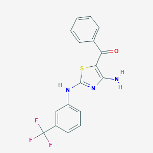 molecular formula C17H12F3N3OS B459242 {4-Amino-2-[3-(trifluoromethyl)anilino]-1,3-thiazol-5-yl}(phenyl)methanone 