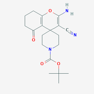molecular formula C19H25N3O4 B459243 2-amino-3-cyano-1'-(tert-butoxycarbonyl)-5-oxo-5,6,7,8-tetrahydrospiro[4H-chromene-4,4'-piperidine] CAS No. 340812-59-1