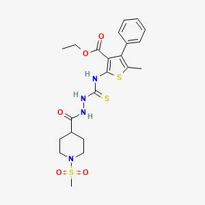 molecular formula C22H28N4O5S3 B4592442 5-甲基-2-({[(2-{[1-(甲基磺酰基)-4-哌啶基]羰基}肼基)羰基硫代]氨基}-4-苯基-3-噻吩羧酸乙酯 