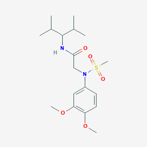 molecular formula C18H30N2O5S B4592459 N~2~-(3,4-dimethoxyphenyl)-N~1~-(1-isopropyl-2-methylpropyl)-N~2~-(methylsulfonyl)glycinamide 