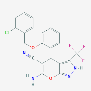 6-Amino-4-{2-[(2-chlorobenzyl)oxy]phenyl}-3-(trifluoromethyl)-2,4-dihydropyrano[2,3-c]pyrazole-5-carbonitrile